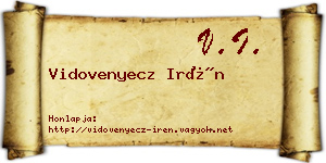 Vidovenyecz Irén névjegykártya